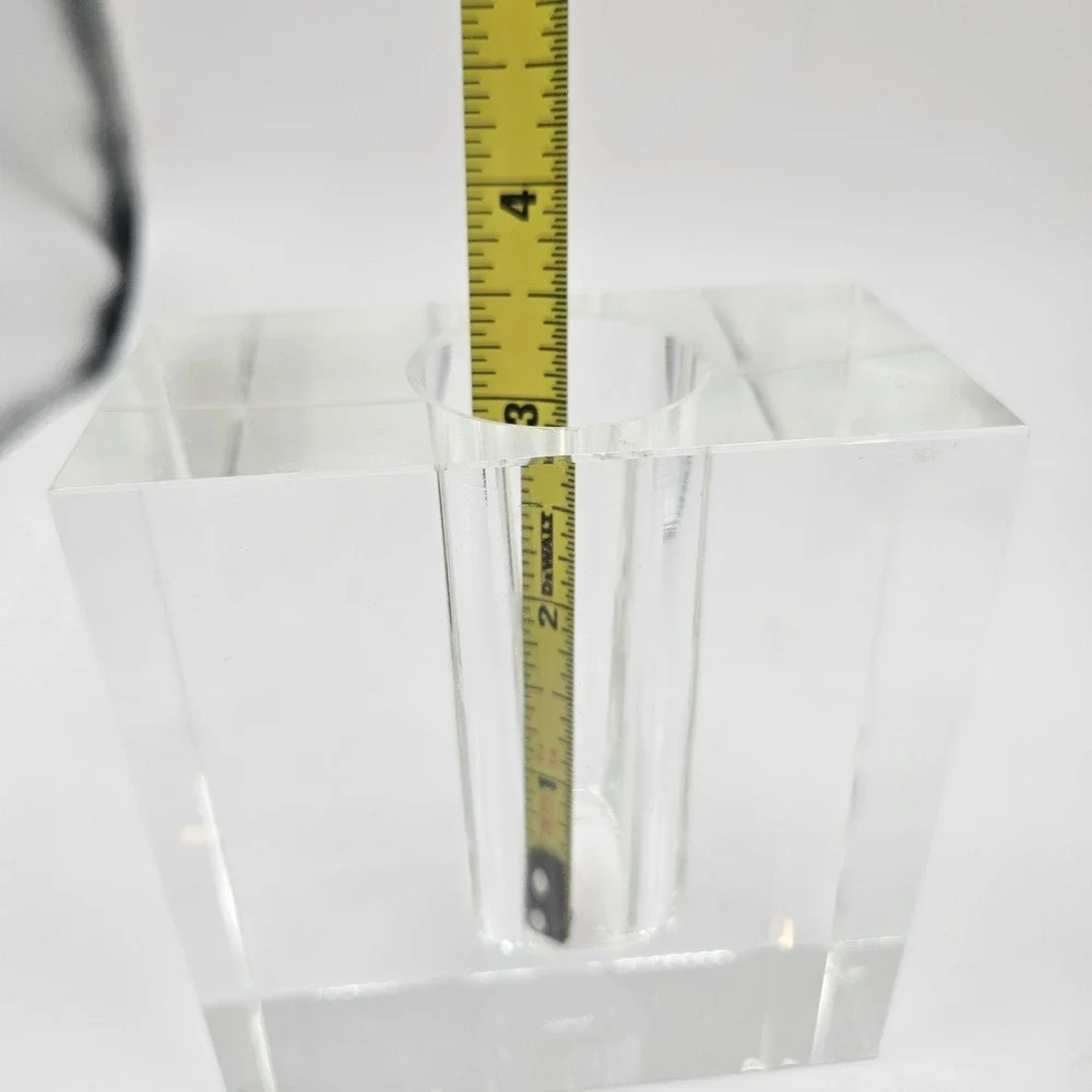 Vintage Modernist Lead Crystal Bud Vase, Square Block Minimalist